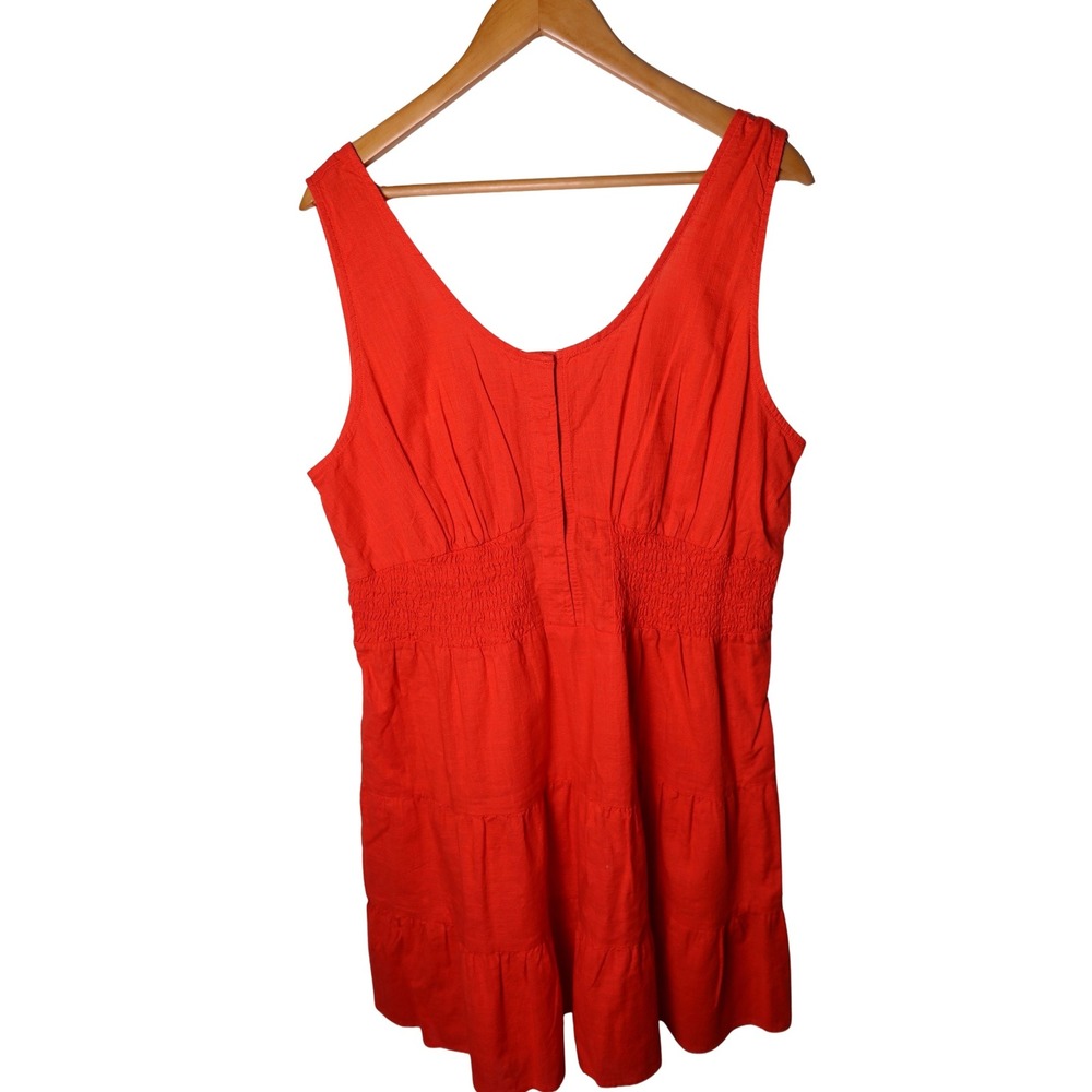 Arizona Women Red Sleeveless Smocked Empire Waist Tiered Mini Dress Size L NWT